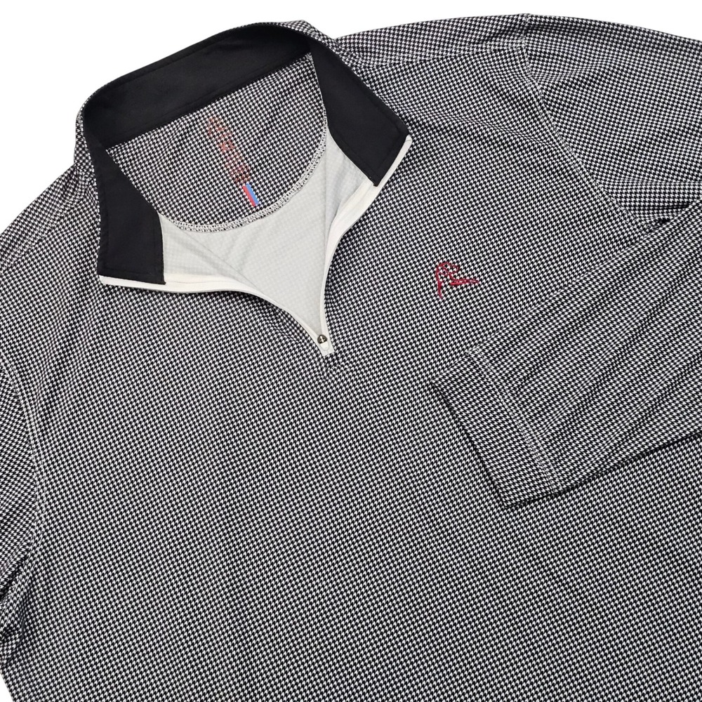 Rhoback Quarter Zip Mens XL Black WhiteHoundstooth Performance Pullover Golf